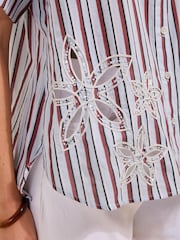 Friends Like These Blue Stripe Embellished Short Sleeve Shirt - Image 5 of 6