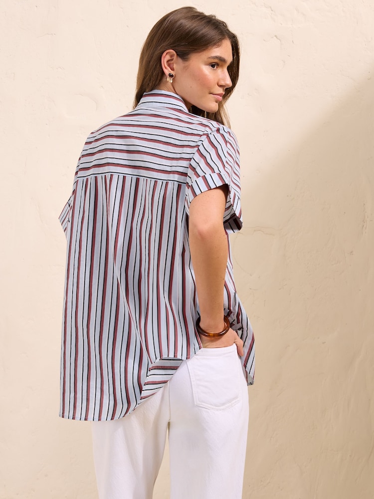 Friends Like These Blue Stripe Embellished Short Sleeve Shirt - Image 6 of 6
