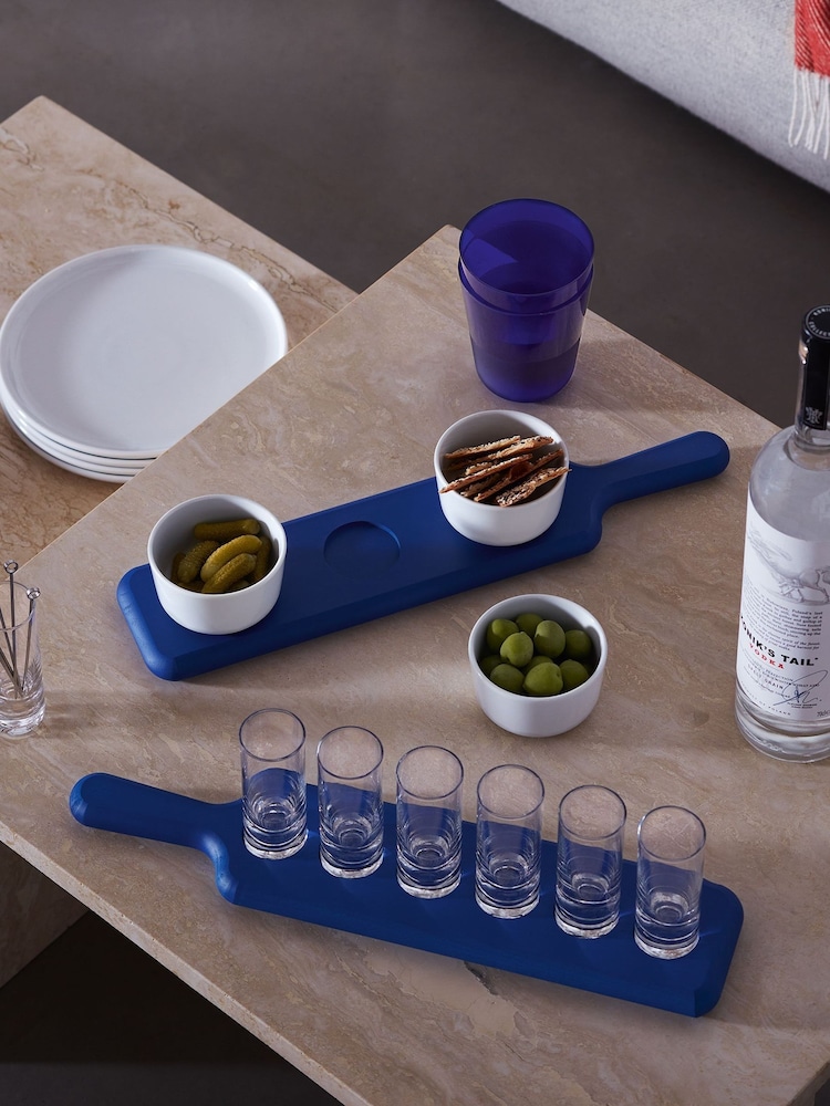 LSA International Tarn Blue Pop Vodka Set & Ash Paddle L40cm - Image 1 of 3