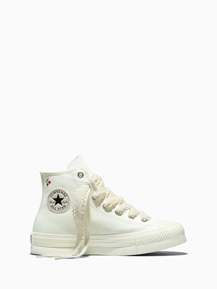Converse White Chuck Taylor EVA Lift Strawberry Trainers - Image 1 of 8 Converse White Chuck Taylor EVA Lift Strawberry Trainers - Image 1 of 8
