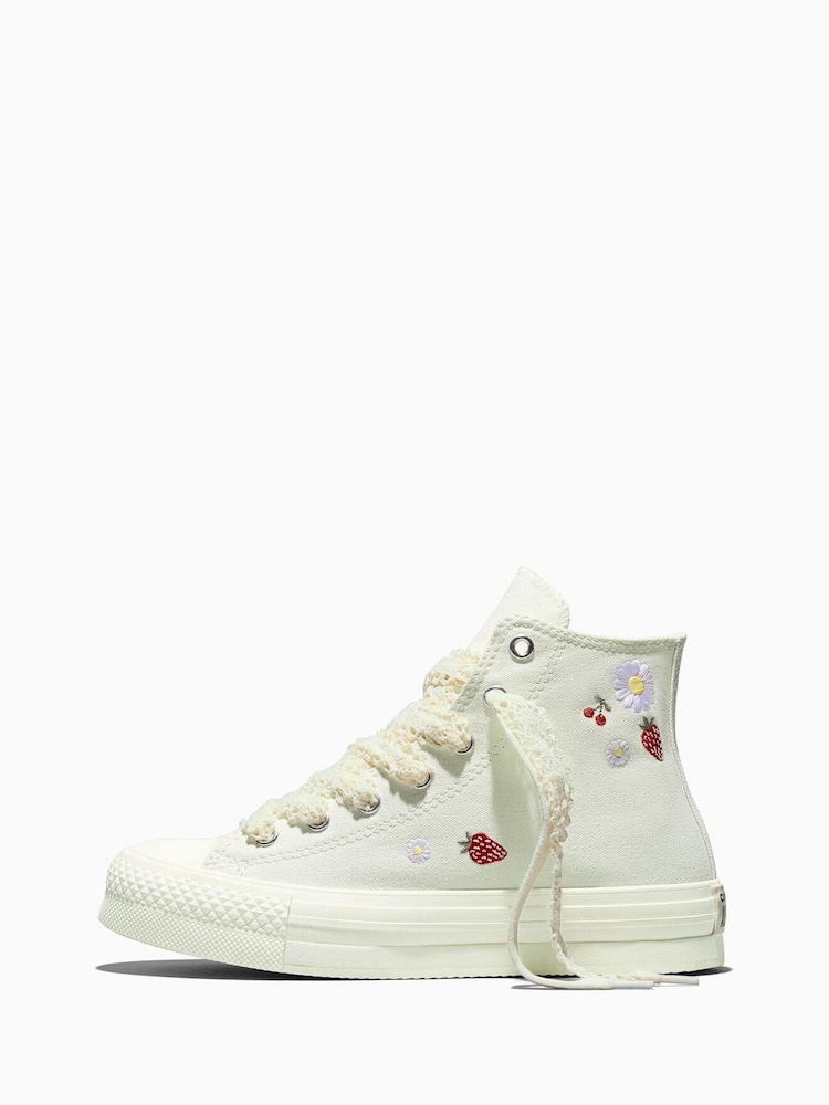 Converse White Chuck Taylor EVA Lift Strawberry Trainers - Image 2 of 8 Converse White Chuck Taylor EVA Lift Strawberry Trainers - Image 2 of 8