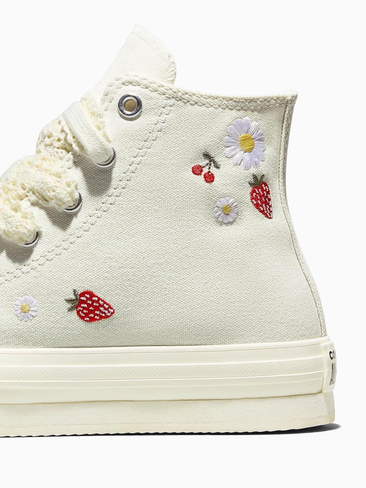 Converse White Chuck Taylor EVA Lift Strawberry Trainers - Image 8 of 8 Converse White Chuck Taylor EVA Lift Strawberry Trainers - Image 8 of 8