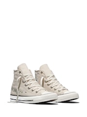 Converse Cream Chuck Taylor Flower Print Hightop Trainers - Image 5 of 9