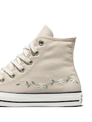 Converse Cream Chuck Taylor Flower Print Hightop Trainers - Image 7 of 9