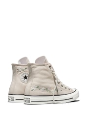 Converse Cream Chuck Taylor Flower Print Hightop Trainers - Image 8 of 9