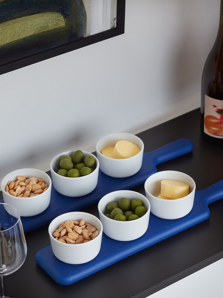 LSA International Tarn Blue Pop Bowl Set & Ash Paddle L40cm - Image 1 of 4