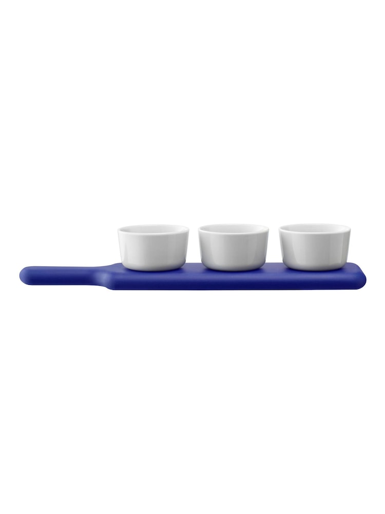 LSA International Tarn Blue Pop Bowl Set & Ash Paddle L40cm - Image 2 of 4