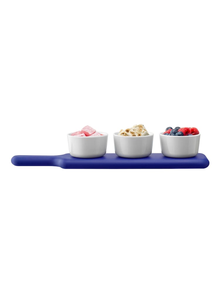 LSA International Tarn Blue Pop Bowl Set & Ash Paddle L40cm - Image 4 of 4