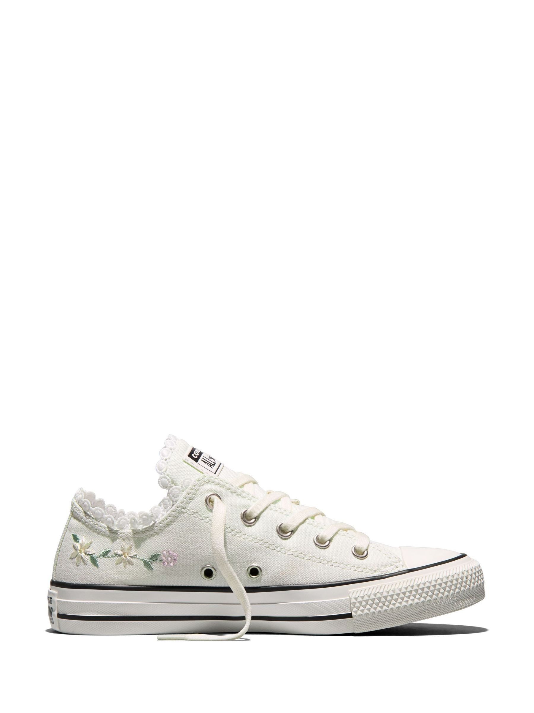 Buy Converse White Chuck Taylor Flower Print Low Trainers from