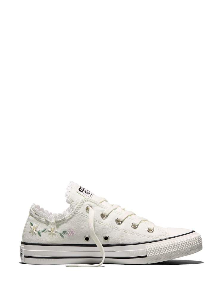 Converse White Chuck Taylor Flower Print Low Trainers - Image 1 of 8