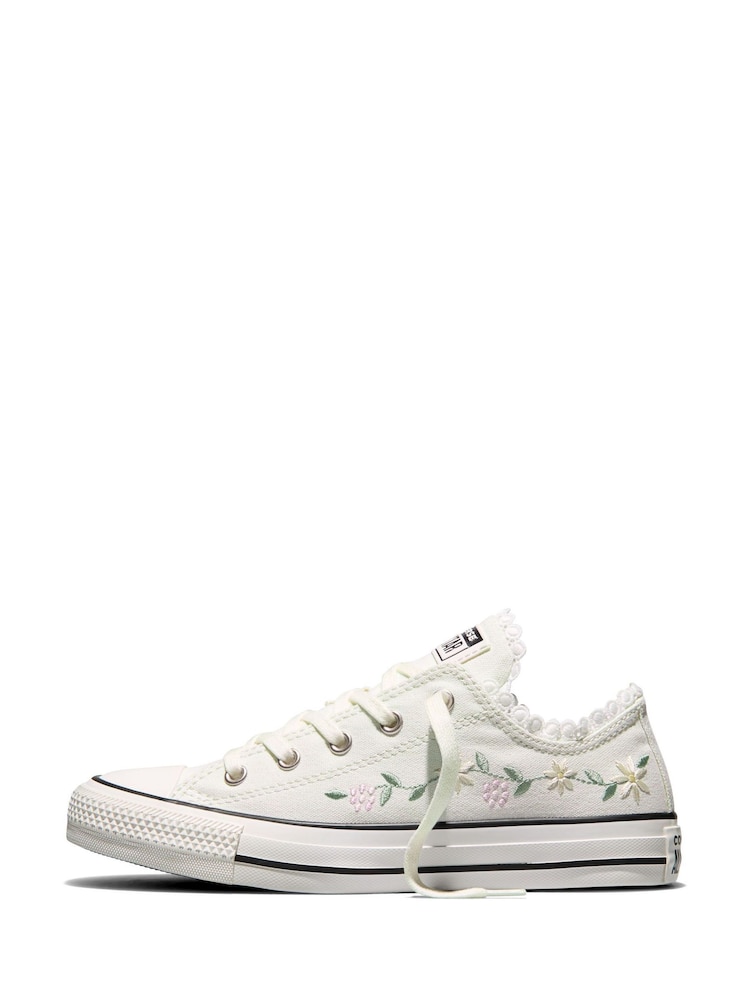 Converse White Chuck Taylor Flower Print Low Trainers - Image 2 of 8