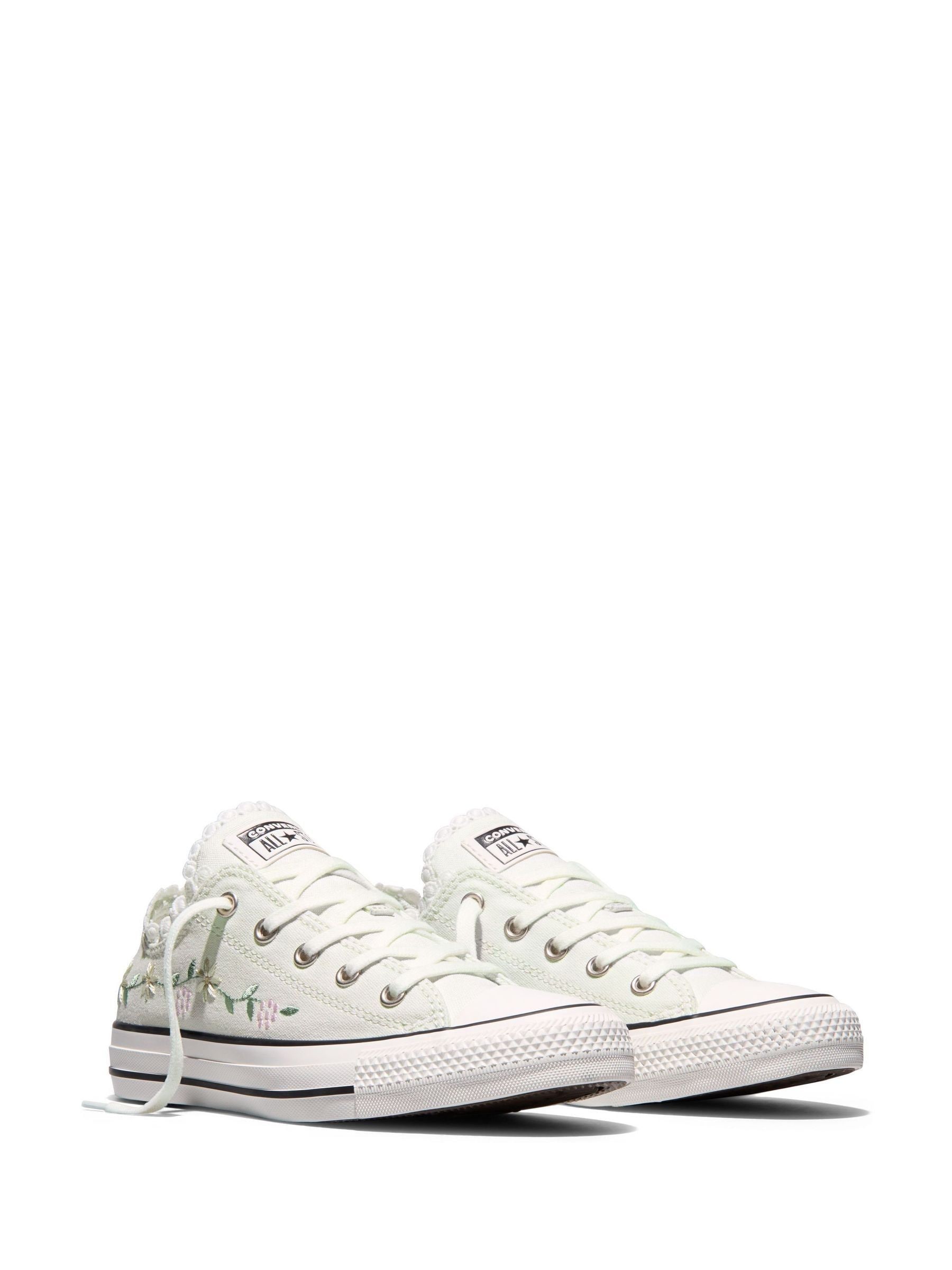 Buy Converse White Chuck Taylor Flower Print Low Trainers from