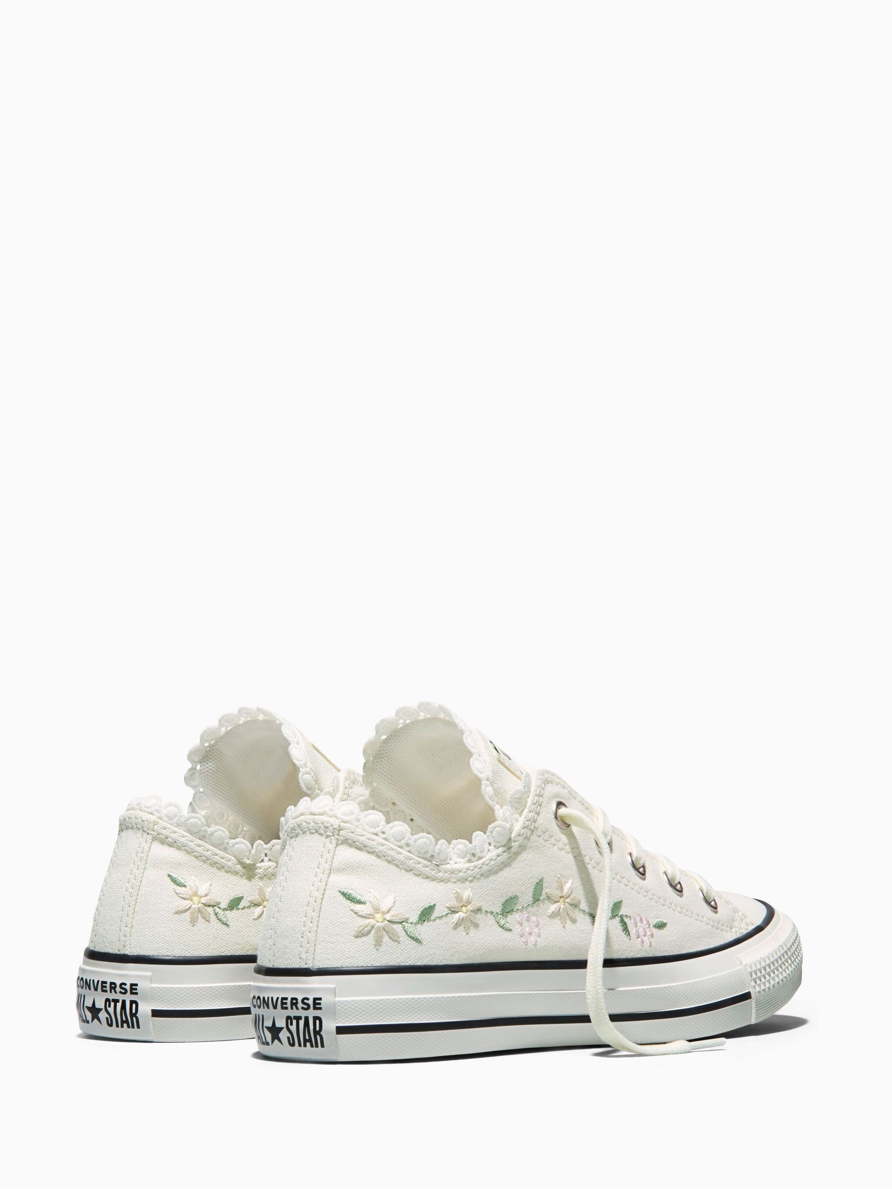 Buy Converse White Chuck Taylor Flower Print Low Trainers from