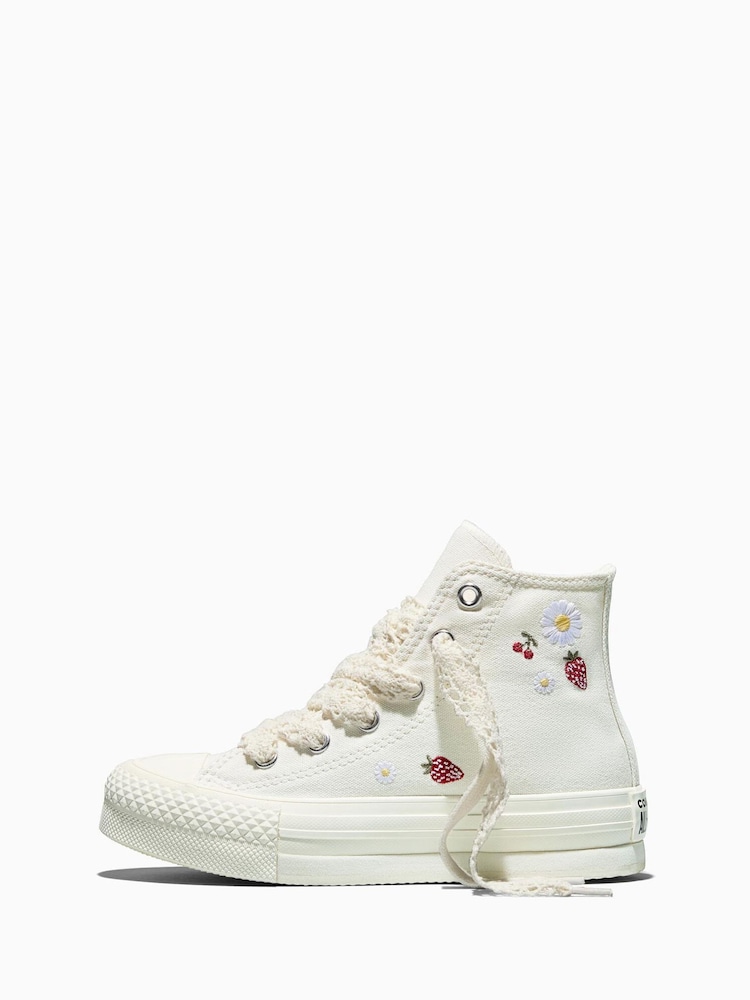 Converse Chuck Taylor EVA Lift Strawberry Print Trainers - Imaginea 2 din 8