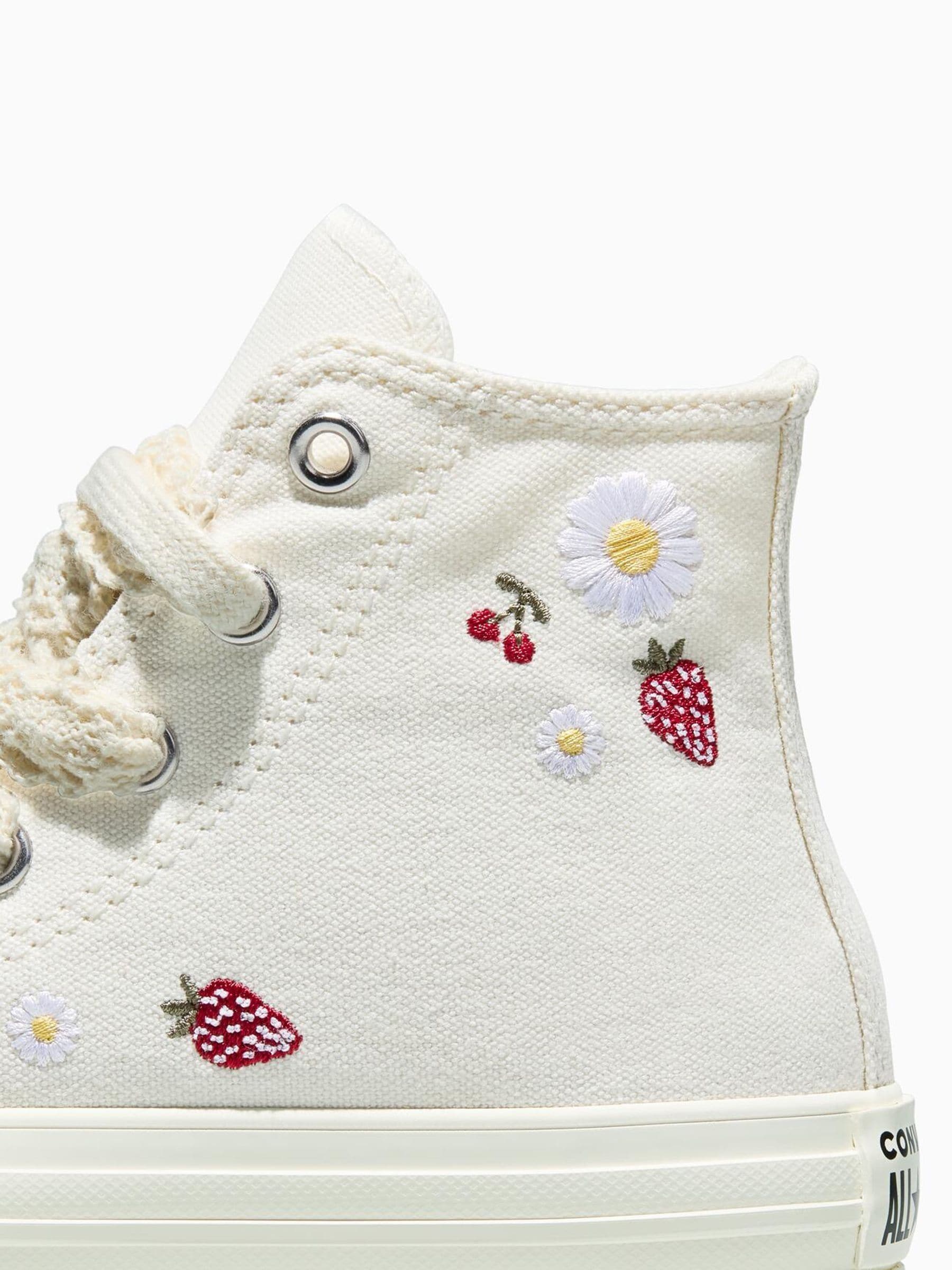 Buy Converse White Chuck Taylor EVA Lift Strawberry Print Trainers