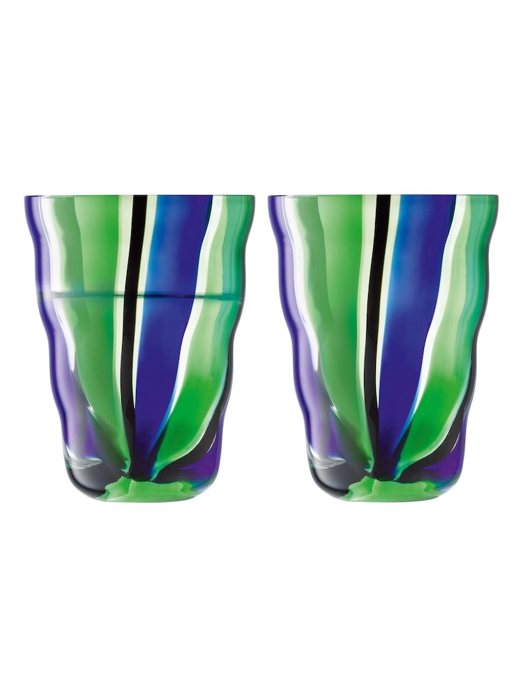 LSA International Set of 2 Blue Folk Tumblers 280ml - Image 2 of 3