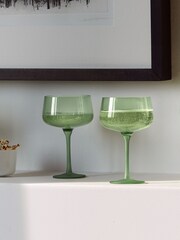 LSA International Set of 2 Moss Green Arc Contrast Saucer/Cocktail Glasses 250ml - Image 1 of 3
