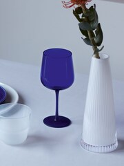 LSA International Cobalt Blue Arc Contrast Wine Glasses Set of 2 330ml - Image 1 of 3