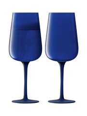 LSA International Set of 2 Cobalt Blue Arc Contrast Flute Glasses 280ml - Image 2 of 3