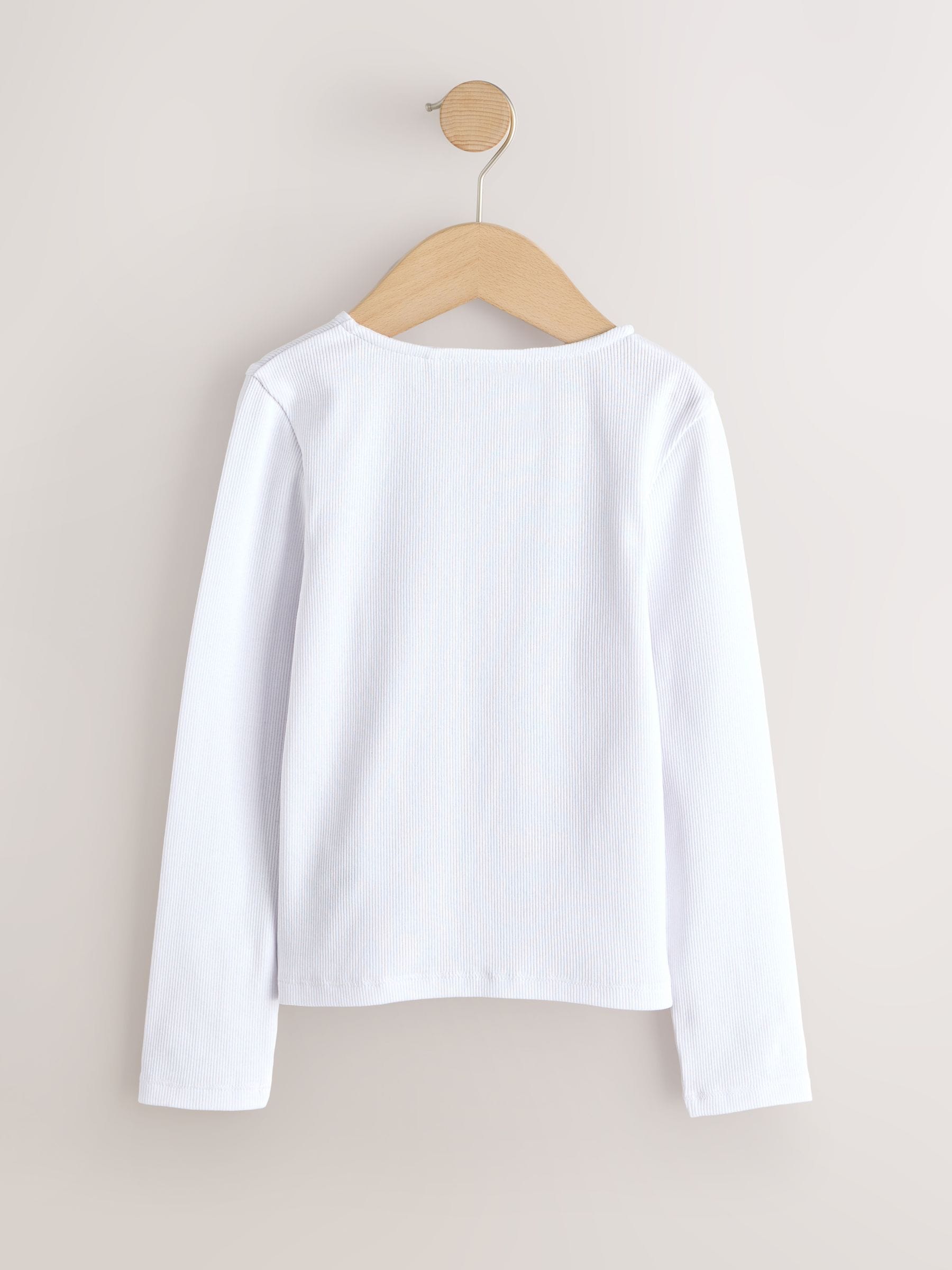 Buy White Long Sleeve Ribbed Cardigan (3-16yrs) from Next USA