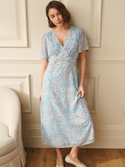 Laura Ashley V-Neck Henlake Printed Chiffon Midi Dress - Image 1 of 7