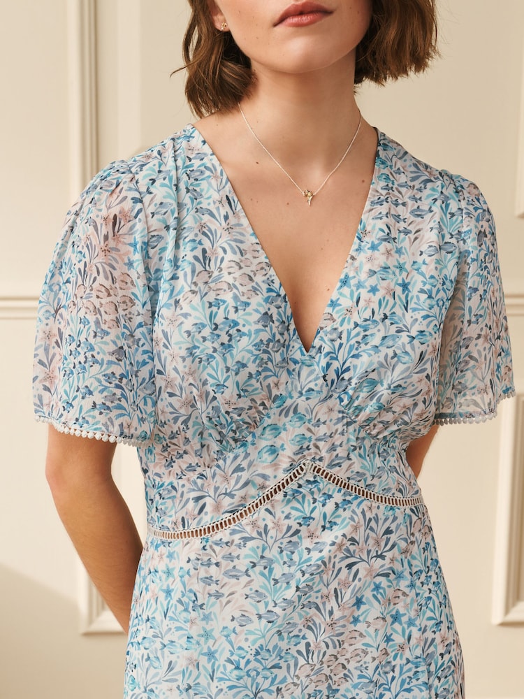 Laura Ashley V-Neck Henlake Printed Chiffon Midi Dress - Image 2 of 7