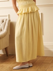 Laura Ashley Yellow Shirred Maxi Skirt - Image 3 of 8