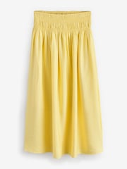 Laura Ashley Yellow Shirred Maxi Skirt - Image 6 of 8
