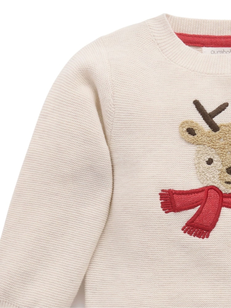 Purebaby Natural Christmas Jumper and Leggings Set - Image 2 of 4 Purebaby Natural Christmas Jumper and Leggings Set - Image 2 of 4
