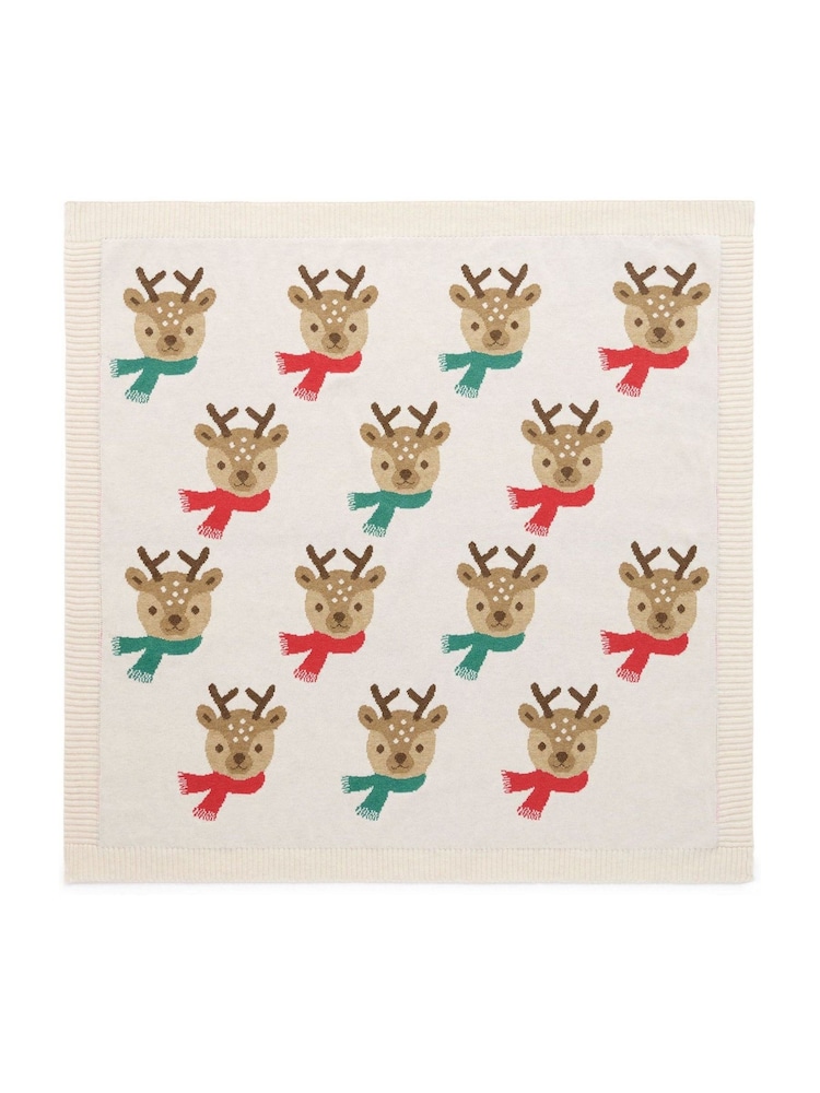 Purebaby Natural Christmas Jacquard Blanket - Image 1 of 2 Purebaby Natural Christmas Jacquard Blanket - Image 1 of 2