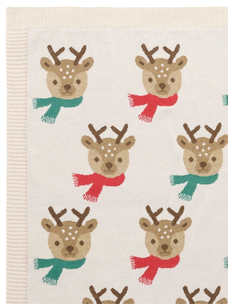 Purebaby Natural Christmas Jacquard Blanket - Image 2 of 2 Purebaby Natural Christmas Jacquard Blanket - Image 2 of 2