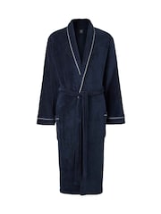 Savile Row Company Blue Lightweight Soft Fleece Rope Edge Dressing Gown - Image 3 of 5