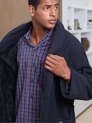 Savile Row Company Blue Lightweight Soft Waffle Fleece Dressing Gown - Image 2 of 6