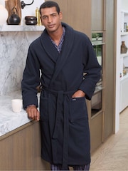 Savile Row Company Blue Lightweight Soft Waffle Fleece Dressing Gown - Image 3 of 6
