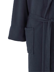 Savile Row Company Blue Lightweight Soft Waffle Fleece Dressing Gown - Image 5 of 6