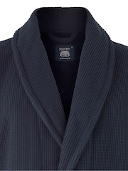 Savile Row Company Blue Lightweight Soft Waffle Fleece Dressing Gown - Image 6 of 6