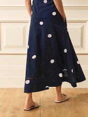 Laura Ashley Blue Polka Dot Co-ord Linen Blend Skirt - Image 4 of 6