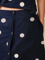 Laura Ashley Blue Polka Dot Co-ord Linen Blend Skirt - Image 5 of 6