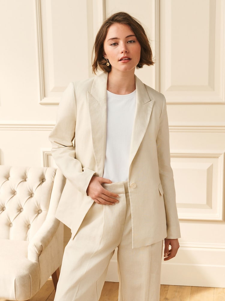 Laura Ashley Cream Linen Blazer - Image 1 of 10