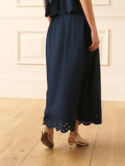 Laura Ashley Navy Broderie Cotton Scalloped Edge Skirt Co-ord - Image 3 of 7