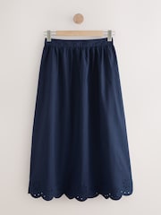 Laura Ashley Navy Broderie Cotton Scalloped Edge Skirt Co-ord - Image 5 of 7