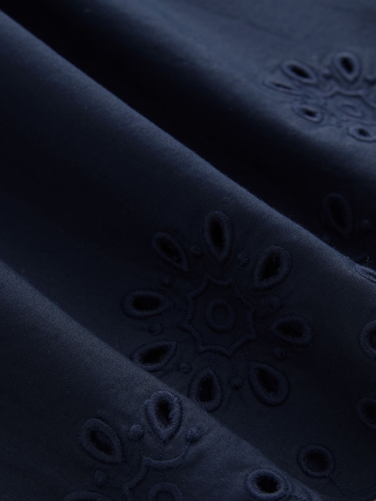 Laura Ashley Navy Broderie Cotton Scalloped Edge Skirt Co-ord - Image 7 of 7