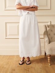 Laura Ashley White Broderie Cotton Scalloped Edge Skirt Co-ord - Image 2 of 8