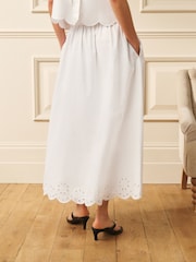 Laura Ashley White Broderie Cotton Scalloped Edge Skirt Co-ord - Image 3 of 8