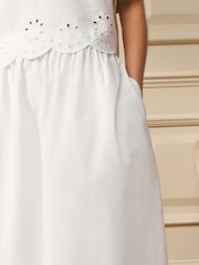Laura Ashley White Broderie Cotton Scalloped Edge Skirt Co-ord - Image 5 of 8