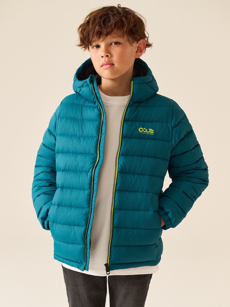 Teal Blue Quilted Midweight Hooded Jacket (3-17yrs) - Image 1 of 5 Teal Blue Quilted Midweight Hooded Jacket (3-17yrs) - Image 1 of 5