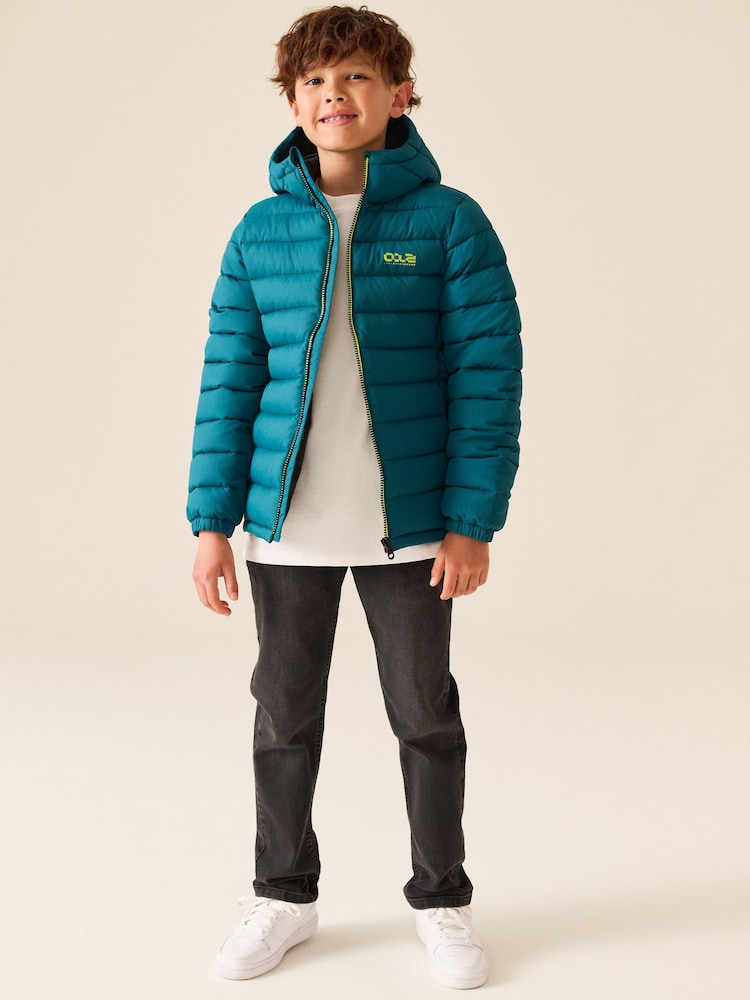 Teal Blue Quilted Midweight Hooded Jacket (3-17yrs) - Image 2 of 5 Teal Blue Quilted Midweight Hooded Jacket (3-17yrs) - Image 2 of 5