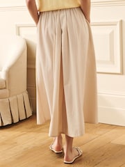 Laura Ashley Stone Linen Blend Pleated Midi Skirt - Image 2 of 4