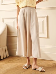 Laura Ashley Stone Linen Blend Pleated Midi Skirt - Image 3 of 4