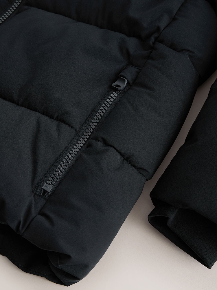 Black Microfleece Lined Padded Hoodless Coat (3-16yrs) - Image 12 of 12 Black Microfleece Lined Padded Hoodless Coat (3-16yrs) - Image 12 of 12